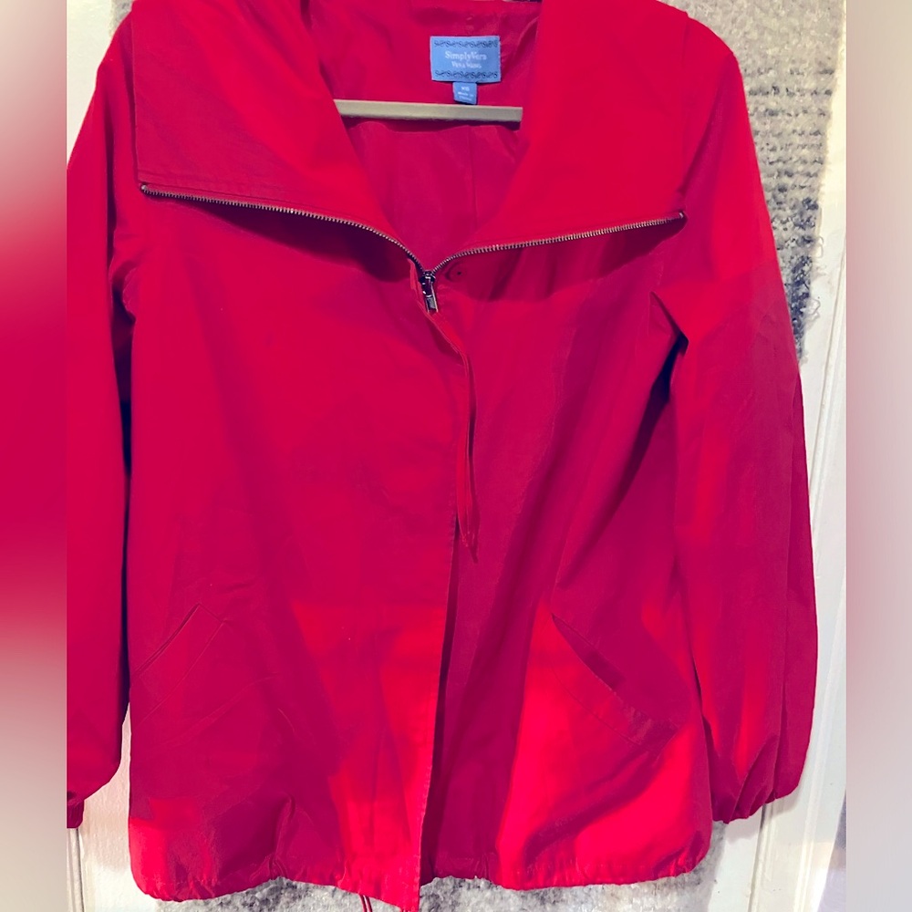 Simply Vera Vera Wang Red Hooded Full Zip Windbreaker Jacket XS